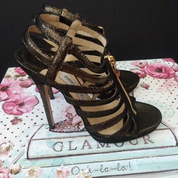 Jimmy Choo - Black/Bronze Metallic Glenys Shoes - Picture 5 of 8